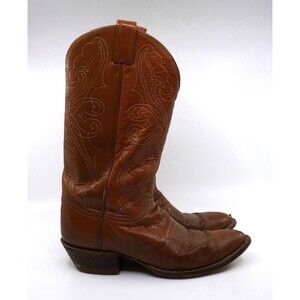 Tony Lama Cowboy Boots Style H1002 Size 9.5 B Narrow US Tan Leather